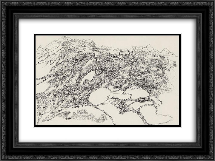 The last draft of the artist 24x18 Black Ornate Wood Framed Art Print Poster with Double Matting by Saryan, Martiros