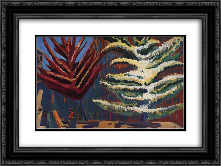 Trees in blossom 24x18 Black Ornate Wood Framed Art Print Poster with Double Matting by Saryan, Martiros