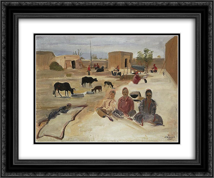 Turkmen children 24x20 Black Ornate Wood Framed Art Print Poster with Double Matting by Saryan, Martiros