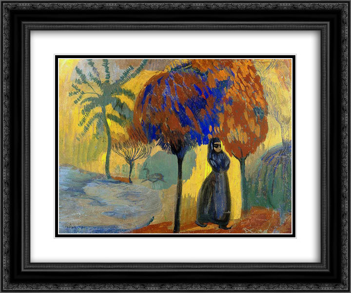 Under the trees 24x20 Black Ornate Wood Framed Art Print Poster with Double Matting by Saryan, Martiros