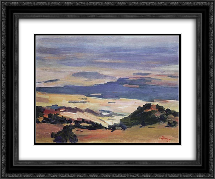 View from Noramberda 24x20 Black Ornate Wood Framed Art Print Poster with Double Matting by Saryan, Martiros