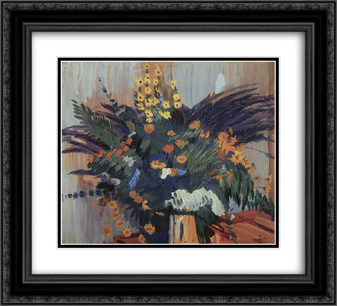 Wildflowers 22x20 Black Ornate Wood Framed Art Print Poster with Double Matting by Saryan, Martiros