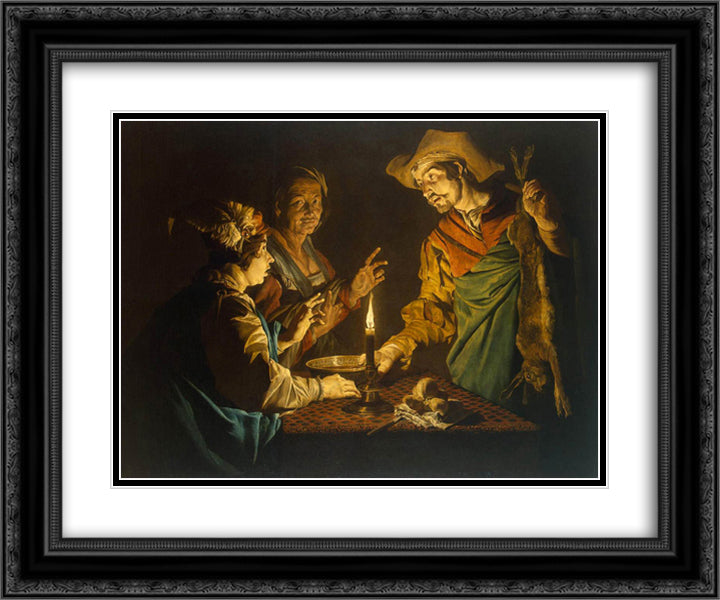 Esau and Jacob 24x20 Black Ornate Wood Framed Art Print Poster with Double Matting by Stom, Matthias