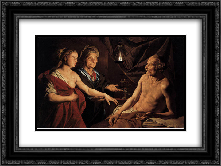 Sarah Leading Hagar to Abraham 24x18 Black Ornate Wood Framed Art Print Poster with Double Matting by Stom, Matthias