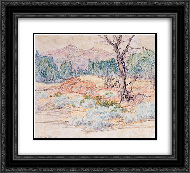 Landscape with Tree 22x20 Black Ornate Wood Framed Art Print Poster with Double Matting by Braun, Maurice