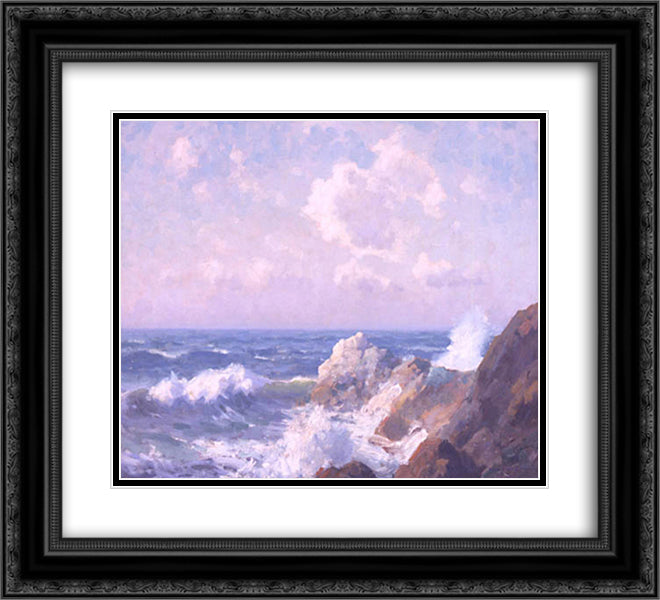 Seascape 22x20 Black Ornate Wood Framed Art Print Poster with Double Matting by Braun, Maurice