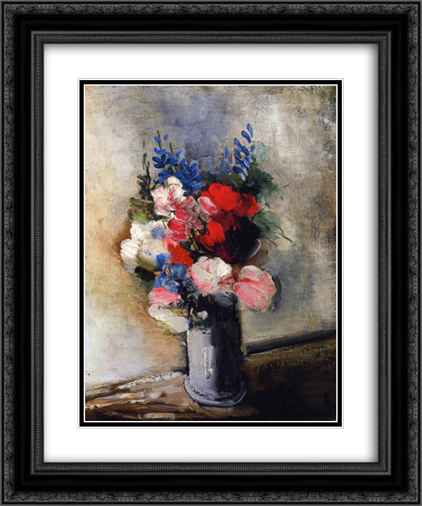 Bouquet of Flowers in a Vase 20x24 Black Ornate Wood Framed Art Print Poster with Double Matting by Vlaminck, Maurice