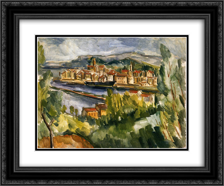 Near the Estuary of the Seine 24x20 Black Ornate Wood Framed Art Print Poster with Double Matting by Vlaminck, Maurice