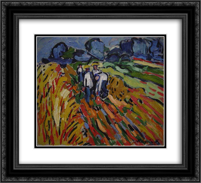 Potatoe Pickers 22x20 Black Ornate Wood Framed Art Print Poster with Double Matting by Vlaminck, Maurice