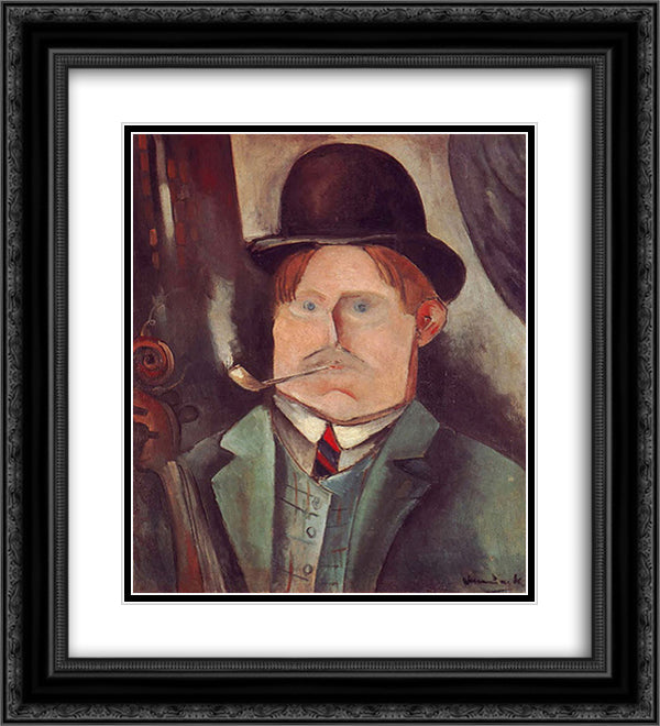 Self Portrait 20x22 Black Ornate Wood Framed Art Print Poster with Double Matting by Vlaminck, Maurice