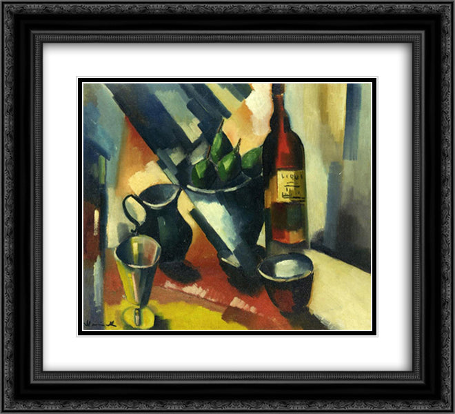 Still Life with Pears 22x20 Black Ornate Wood Framed Art Print Poster with Double Matting by Vlaminck, Maurice