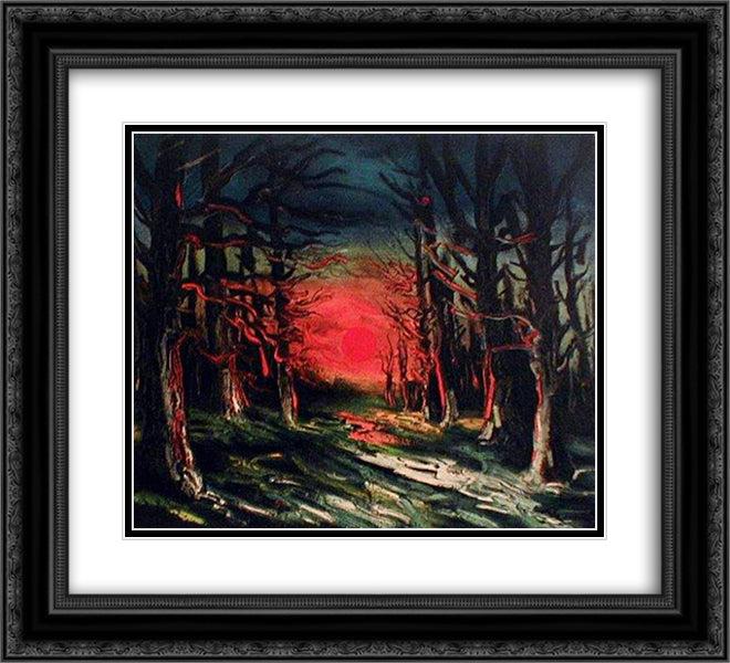 Sunset in the Forest of Senoches 22x20 Black Ornate Wood Framed Art Print Poster with Double Matting by Vlaminck, Maurice