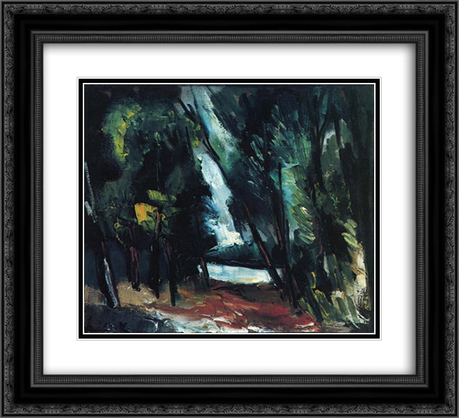 The Clearing at Valmondoiis 22x20 Black Ornate Wood Framed Art Print Poster with Double Matting by Vlaminck, Maurice