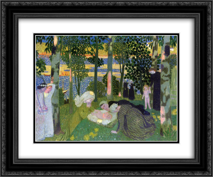 Afternoon in the Woods 24x20 Black Ornate Wood Framed Art Print Poster with Double Matting by Denis, Maurice