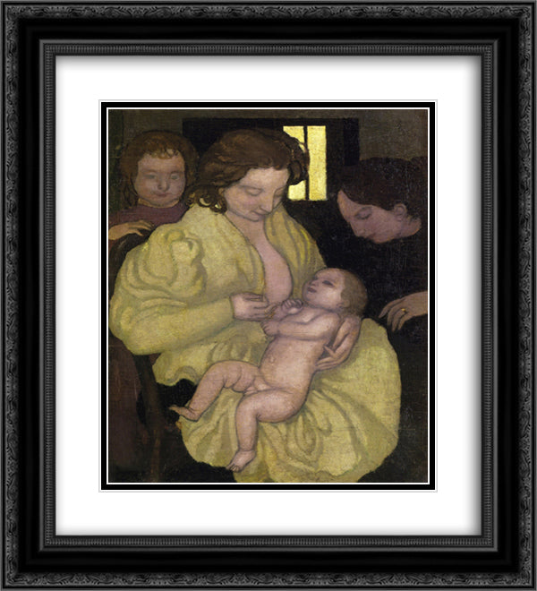 Motherhood 20x22 Black Ornate Wood Framed Art Print Poster with Double Matting by Denis, Maurice