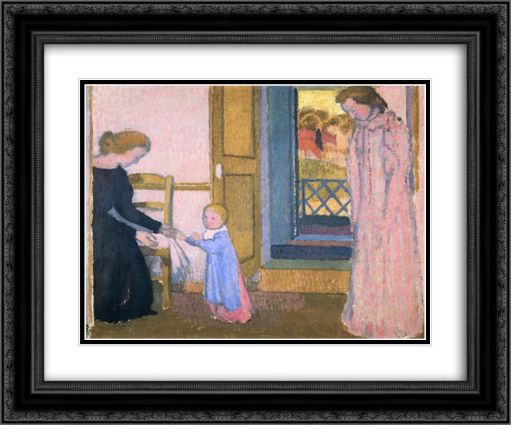 Noele's First Steps 24x20 Black Ornate Wood Framed Art Print Poster with Double Matting by Denis, Maurice