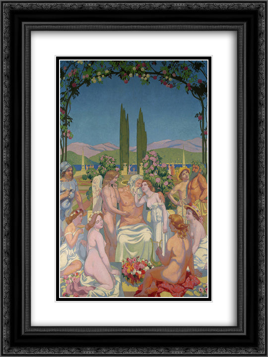 Panel 5. In the Presence of the Gods Jupiter Bestows Immortality on Psyche and Celebrates Her Marriage to Eros 18x24 Black Ornate Wood Framed Art Print Poster with Double Matting by Denis, Maurice
