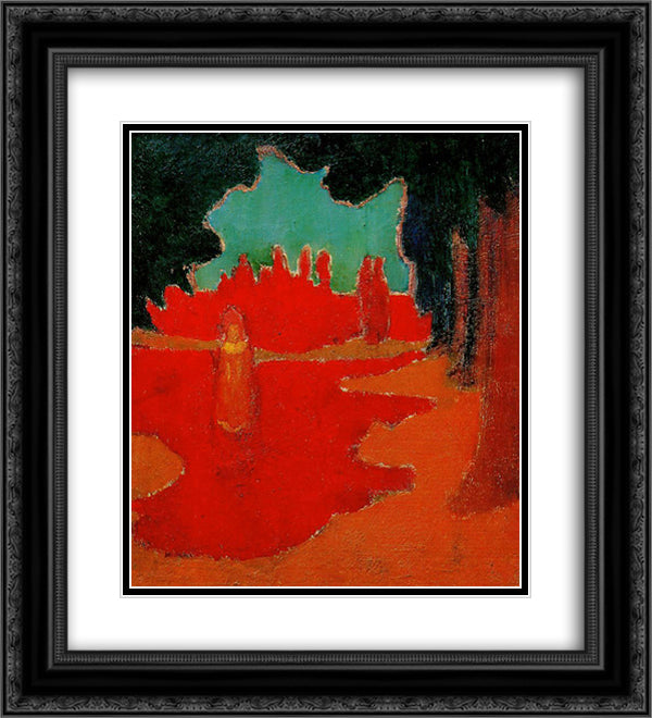 Spots of Sunlight on the Terrace 20x22 Black Ornate Wood Framed Art Print Poster with Double Matting by Denis, Maurice