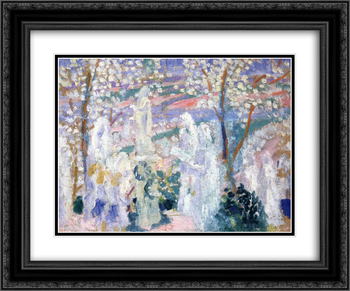 The Gathering 24x20 Black Ornate Wood Framed Art Print Poster with Double Matting by Denis, Maurice