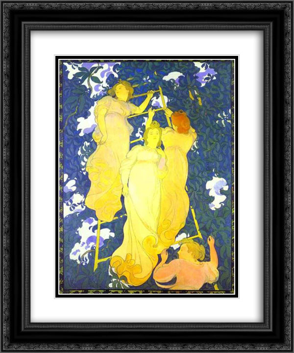 The Ladder in the Foliage 20x24 Black Ornate Wood Framed Art Print Poster with Double Matting by Denis, Maurice