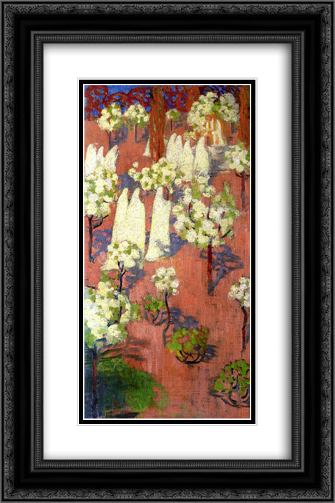 Virginal Spring (Flowering Apple Trees) 16x24 Black Ornate Wood Framed Art Print Poster with Double Matting by Denis, Maurice