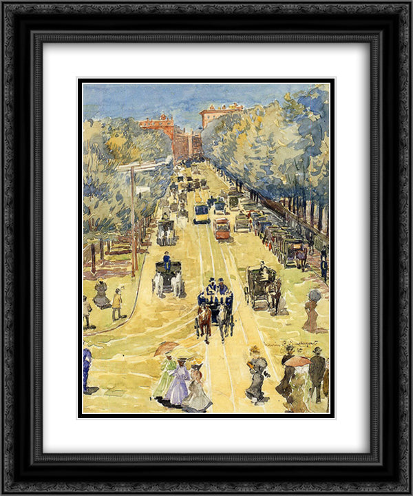 Charles Street, Boston 20x24 Black Ornate Wood Framed Art Print Poster with Double Matting by Prendergast, Maurice