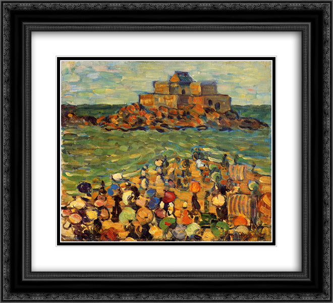 Chateaubriand s Tomb, St Malo (also known as St. Malo Chateaubriand s Tomb) 22x20 Black Ornate Wood Framed Art Print Poster with Double Matting by Prendergast, Maurice