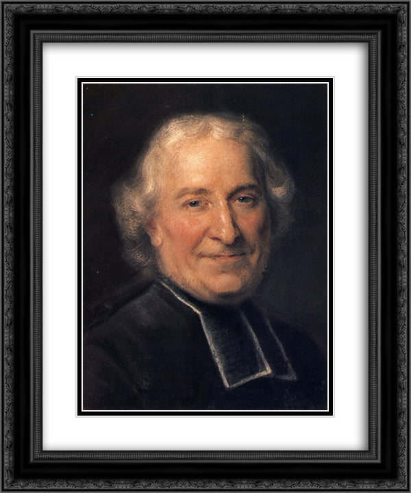 Abbot Claude Charles Deschamps 20x24 Black Ornate Wood Framed Art Print Poster with Double Matting by La Tour, Maurice Quentin de
