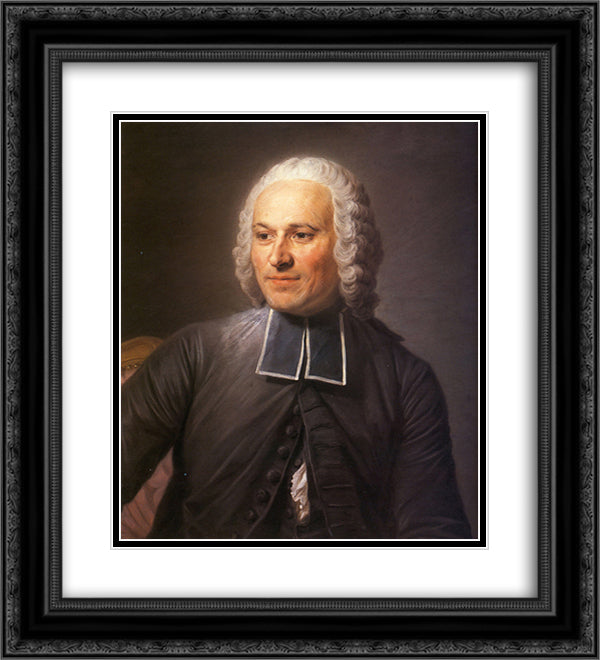 Abbot Jean Antoine Nollet 20x22 Black Ornate Wood Framed Art Print Poster with Double Matting by La Tour, Maurice Quentin de