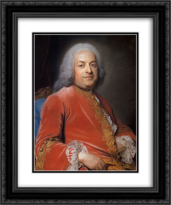 Antoine Gaspard Grimold de la Reyniere 20x24 Black Ornate Wood Framed Art Print Poster with Double Matting by La Tour, Maurice Quentin de
