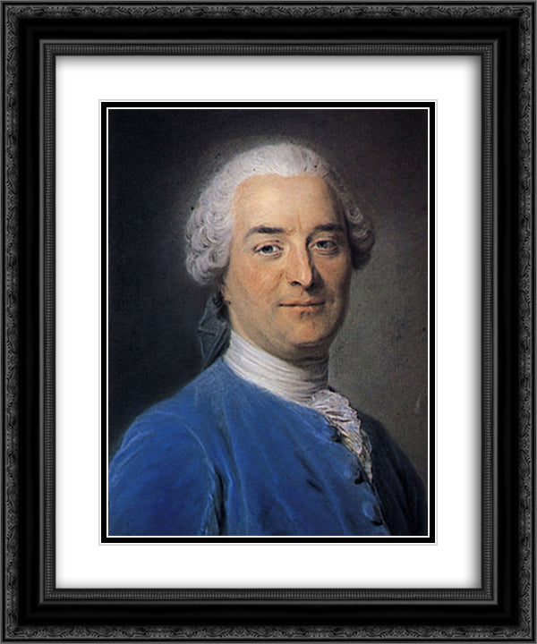 Charles Pinot Duclos, novelist and historian 20x24 Black Ornate Wood Framed Art Print Poster with Double Matting by La Tour, Maurice Quentin de