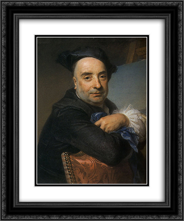 Claude Dupouch 20x24 Black Ornate Wood Framed Art Print Poster with Double Matting by La Tour, Maurice Quentin de