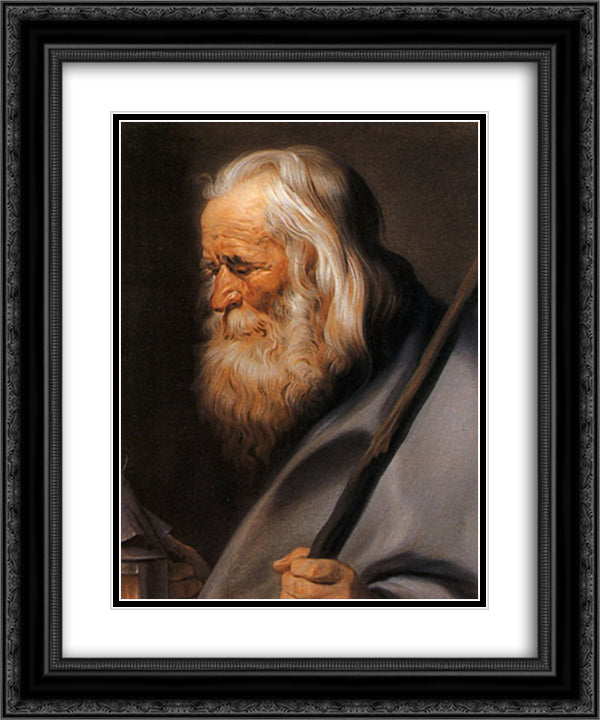 Diogenes, after Peter Paul Rubens 20x24 Black Ornate Wood Framed Art Print Poster with Double Matting by La Tour, Maurice Quentin de