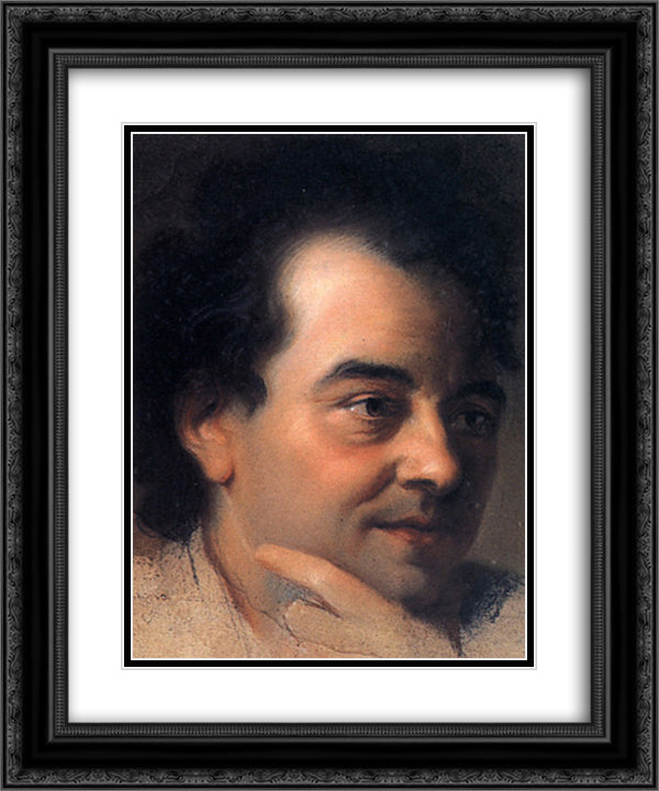 Face of the man, after Alexis Grimou 20x24 Black Ornate Wood Framed Art Print Poster with Double Matting by La Tour, Maurice Quentin de