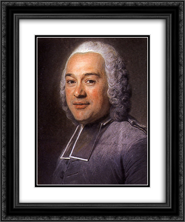 Father Jean Bernard Le Blanc, art critic 20x24 Black Ornate Wood Framed Art Print Poster with Double Matting by La Tour, Maurice Quentin de