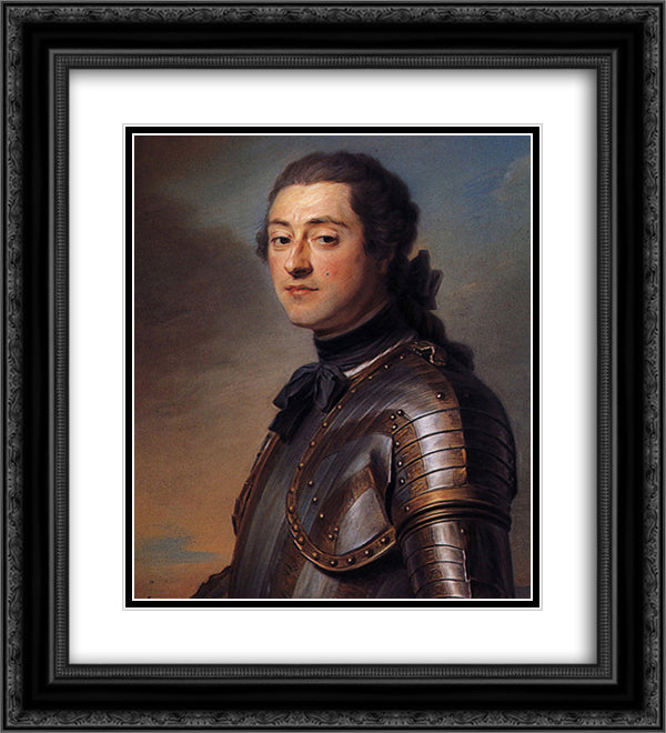 Marc Rene, Marquis de Voyer d'Argenson 20x22 Black Ornate Wood Framed Art Print Poster with Double Matting by La Tour, Maurice Quentin de