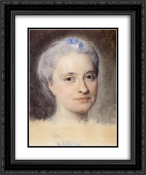 Marie Josephe of Saxony 20x24 Black Ornate Wood Framed Art Print Poster with Double Matting by La Tour, Maurice Quentin de
