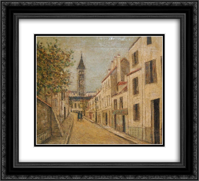 Church of Saint John the Baptiste 22x20 Black Ornate Wood Framed Art Print Poster with Double Matting by Utrillo, Maurice