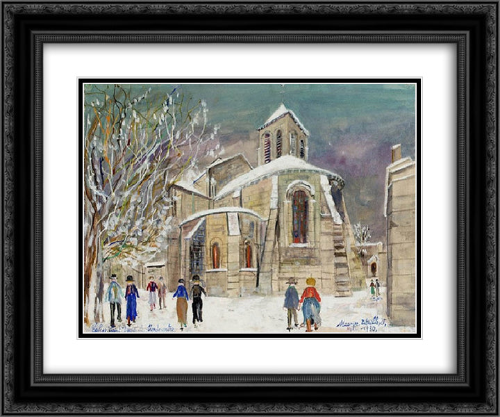 Church of St. Peter on Monmartre 24x20 Black Ornate Wood Framed Art Print Poster with Double Matting by Utrillo, Maurice