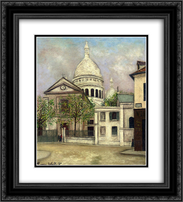 Church of St. Pierre and the dome of Sacre Coeur 20x22 Black Ornate Wood Framed Art Print Poster with Double Matting by Utrillo, Maurice