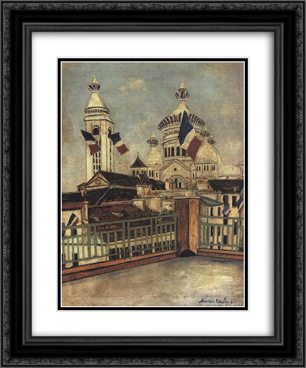 Church Sacre - Couer 20x24 Black Ornate Wood Framed Art Print Poster with Double Matting by Utrillo, Maurice