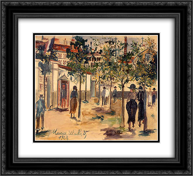 Distillery of Saint - Denis 22x20 Black Ornate Wood Framed Art Print Poster with Double Matting by Utrillo, Maurice