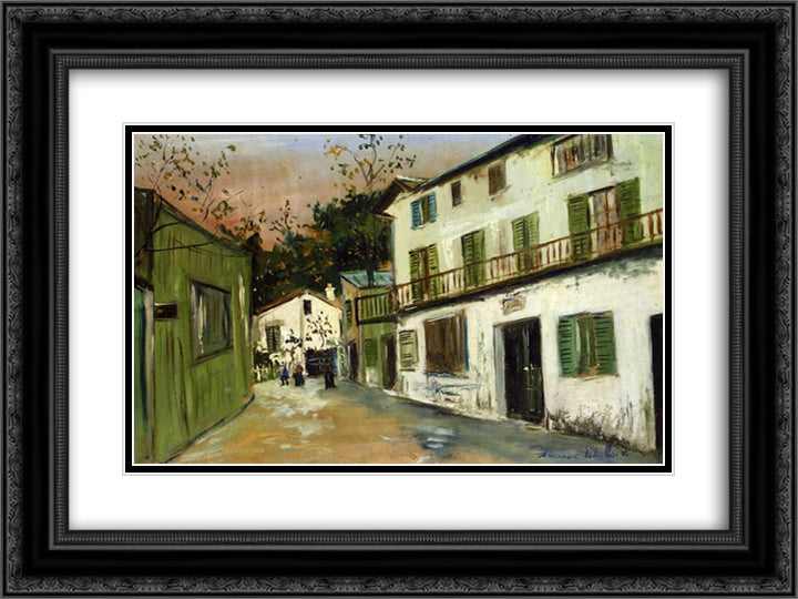 Italian's house at Monmartre 24x18 Black Ornate Wood Framed Art Print Poster with Double Matting by Utrillo, Maurice
