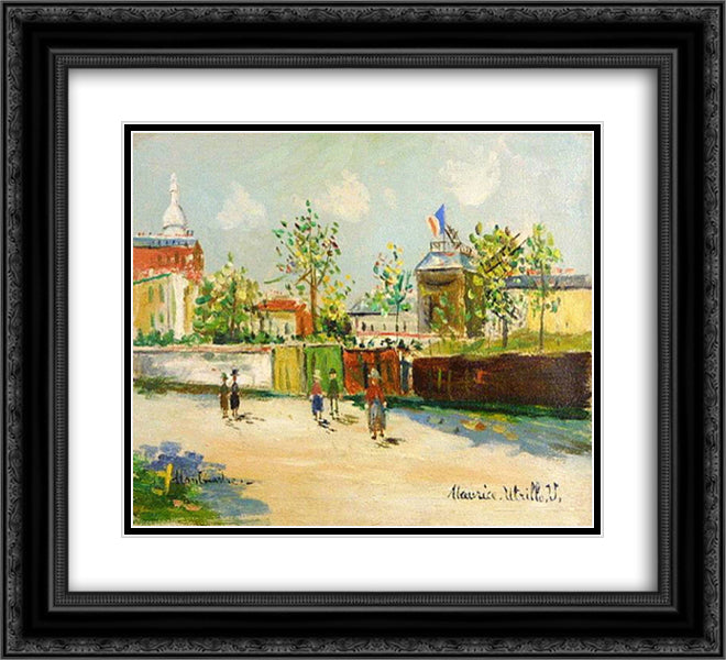 Moulin de la Galette on Montmartre 22x20 Black Ornate Wood Framed Art Print Poster with Double Matting by Utrillo, Maurice