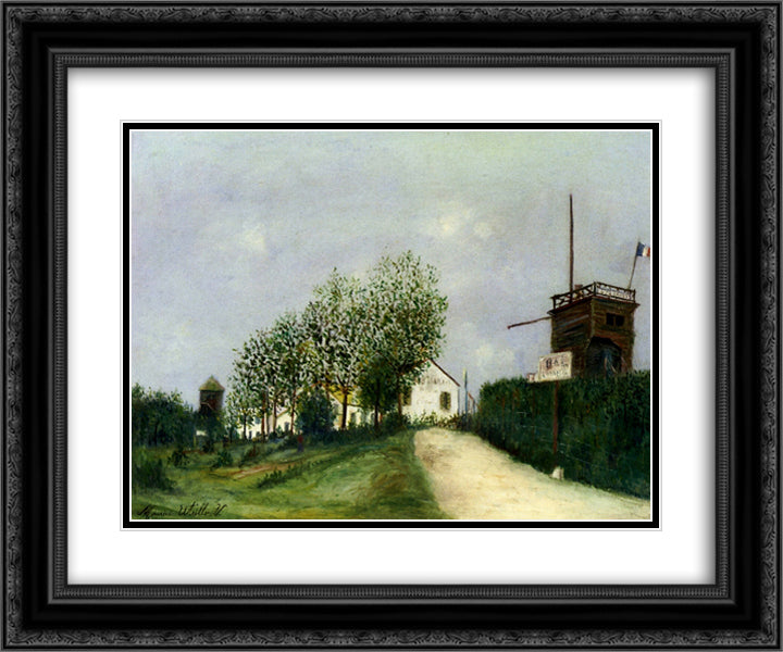 Moulin in Sannois 24x20 Black Ornate Wood Framed Art Print Poster with Double Matting by Utrillo, Maurice