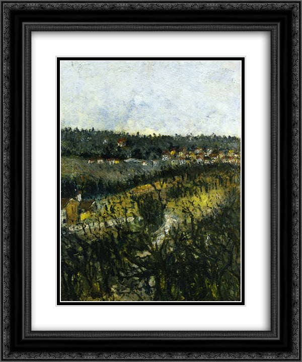 Near Montmagny 20x24 Black Ornate Wood Framed Art Print Poster with Double Matting by Utrillo, Maurice