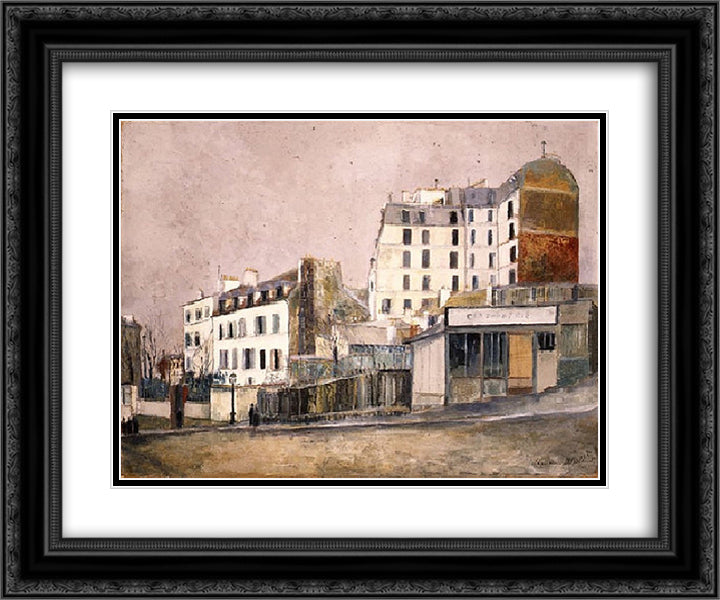Ravignan street 24x20 Black Ornate Wood Framed Art Print Poster with Double Matting by Utrillo, Maurice