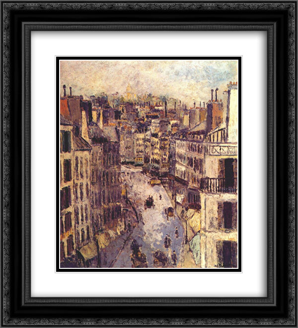 Rue Lepic 20x22 Black Ornate Wood Framed Art Print Poster with Double Matting by Utrillo, Maurice