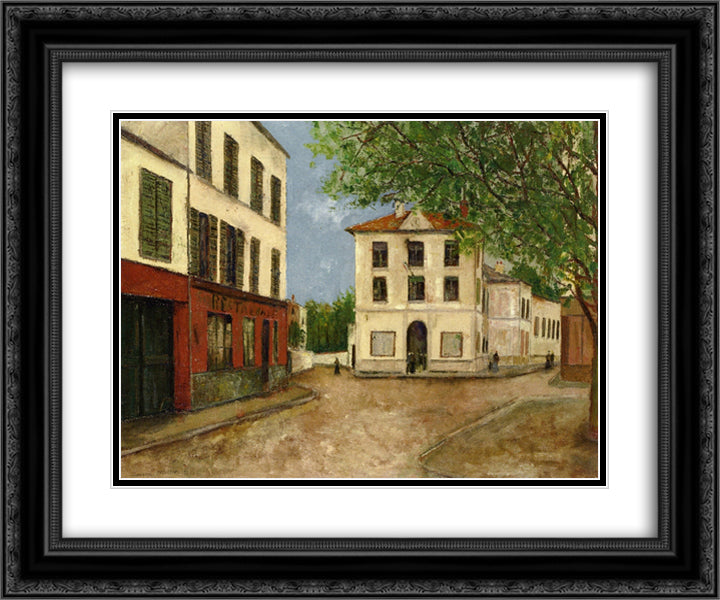 Street in Nanterre 24x20 Black Ornate Wood Framed Art Print Poster with Double Matting by Utrillo, Maurice