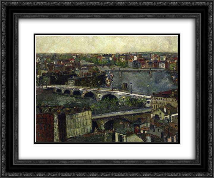 The Bridges of Toulouse 24x20 Black Ornate Wood Framed Art Print Poster with Double Matting by Utrillo, Maurice